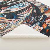 Stapel van bruine en blauwe houten bootplank sherpa deken (3/4)