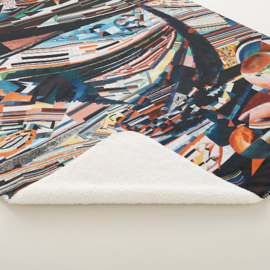 Stapel van bruine en blauwe houten bootplank sherpa deken (3/4)