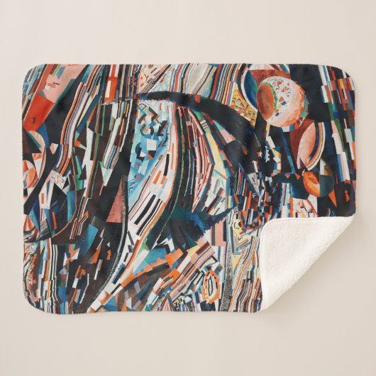 Stapel van bruine en blauwe houten bootplank sherpa deken (Voorkant (horizontaal))