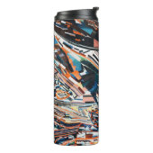 Stapel van bruine en blauwe houten bootplank thermosbeker (Gedraaid links)