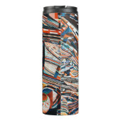 Stapel van bruine en blauwe houten bootplank thermosbeker (Achterkant)