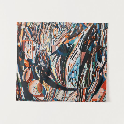 Stapel van bruine en blauwe houten bootplank wandkleed (Voorkant (horizontaal))