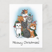 Stapel van Cartoon Katten in Kerst Petten