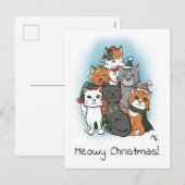 Stapel van Cartoon Katten in Kerst Petten Feestdagenkaart (Voorkant / Achterkant)
