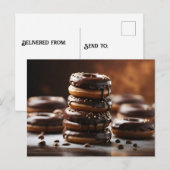 Stapel van chocolade verglaasde donuts briefkaart (Voorkant / Achterkant)