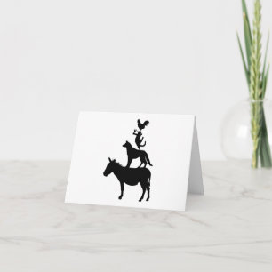 Stapel van dieren, Paard, Hond, Kat, Haan BLANK Kaart