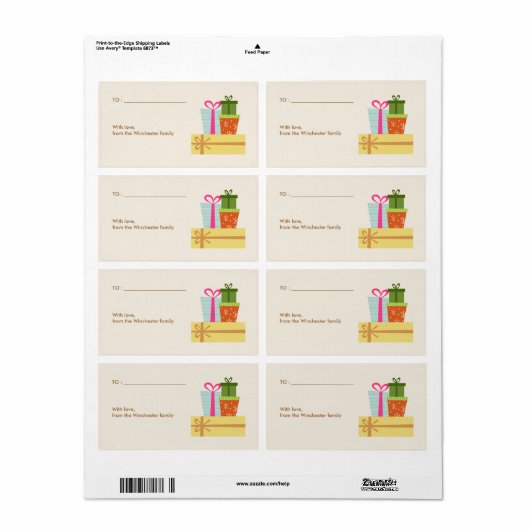 Stapel van Gift Boxes Vakantie Etiket (Full Sheet)