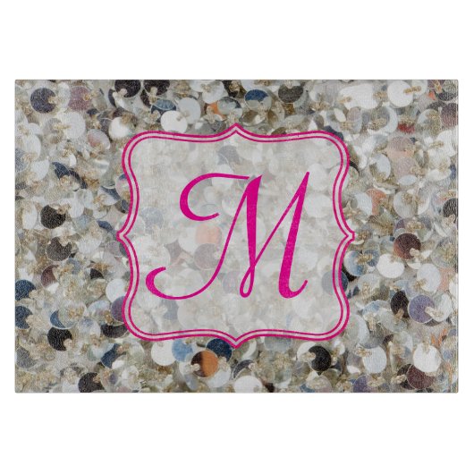 Stapel van Glitter Monogram Glas Snijplank (Voorkant)