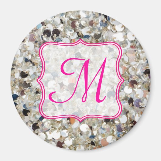 Stapel van Glitter Monogram Initiaal Magnet (Voorkant)
