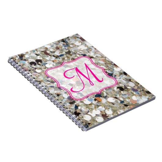 Stapel van Glitter Monogram Initiaal Notitieboek (Rechterzijde)
