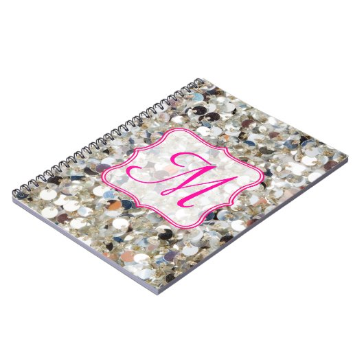 Stapel van Glitter Monogram Initiaal Notitieboek (Linkerzijde)