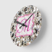 Stapel van Glitter Monogram Initiaal Wall Clock Ronde Klok (Hoek)