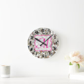 Stapel van Glitter Monogram Initiaal Wall Clock Ronde Klok (Huis)
