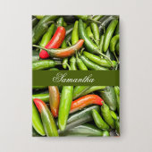 Stapel van groene pittige paprika's button (Voorkant)