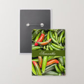 Stapel van groene pittige paprika's button (Voorkant / Achterkant)