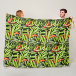 Stapel van groene pittige paprika's fleece deken