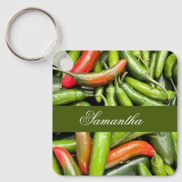 Stapel van groene pittige paprika's sleutelhanger