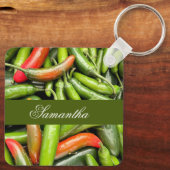 Stapel van groene pittige paprika's sleutelhanger (Achterkant)