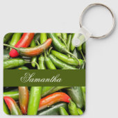 Stapel van groene pittige paprika's sleutelhanger (Achterkant)
