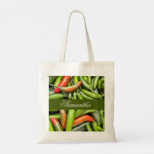 Stapel van groene pittige paprika's tote bag (Achterkant)