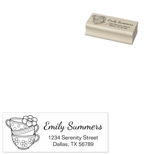 Stapel van het Adres van Teacups Rubberstempel (Gestempeld)