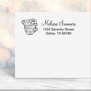 Stapel van het Adres van Teacups Zelfinktende Stempel