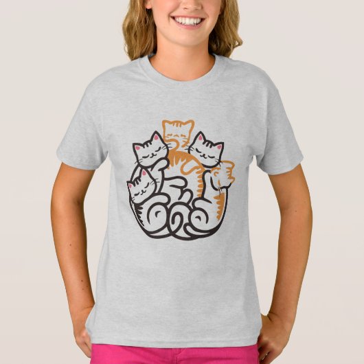 Stapel van kitty katten grappige Schattigee katten T-shirt (Voorkant)