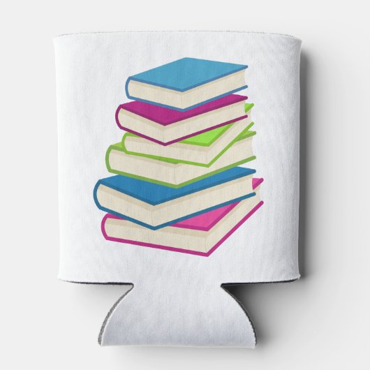 Stapel van kleurrijke boeken blikjeskoeler (Achterkant)