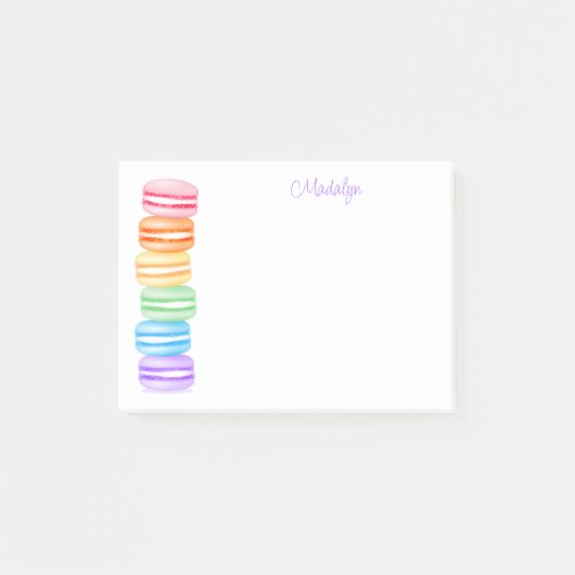 Stapel van regenboog macarons gepersonaliseerd post-it® notes (Voorkant)