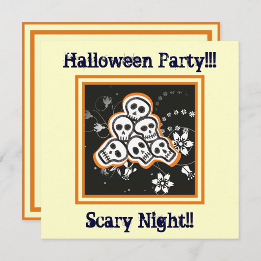 Stapel van schattige schedels Halloween aangepaste Kaart (Voorkant / Achterkant)