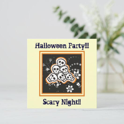 Stapel van schattige schedels Halloween aangepaste Kaart (Staand voorkant)