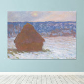 Stapel van tarwe (Sneeuw Effect, Overcast Dag) (18 Canvas Afdruk (Insitu (Houten vloer))