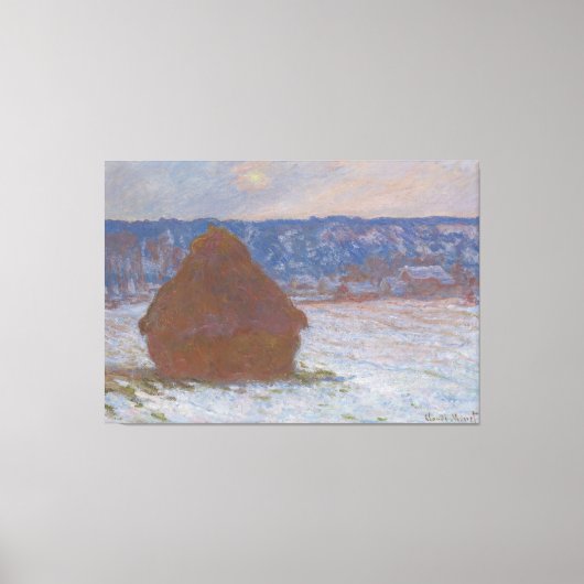 Stapel van tarwe (Sneeuw Effect, Overcast Dag) (18 Canvas Afdruk (Voorkant)