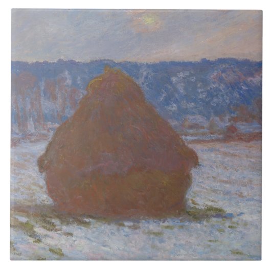 Stapel van tarwe (Sneeuw Effect, Overcast Dag) (18 Tegeltje (Voorkant)
