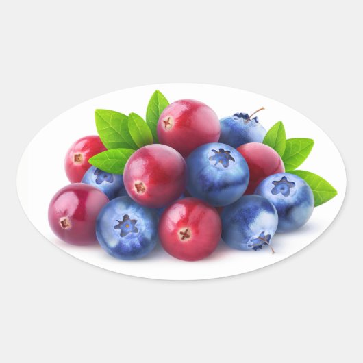 Stapel verse bessen ovale sticker (Voorkant)