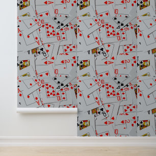Stapel verspreide speelkaarten, behang
