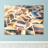 Stapel vintagefoto's canvas afdruk (Insitu (Houten vloer))