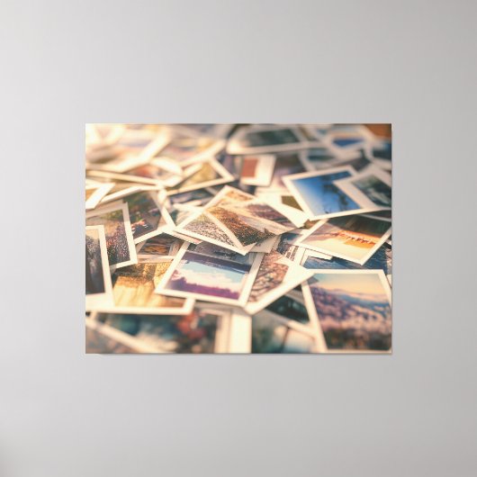 Stapel vintagefoto's canvas afdruk (Voorkant)