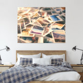 Stapel vintagefoto's canvas afdruk (Insitu (Slaapkamer))