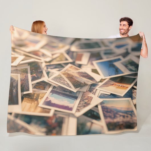 Stapel vintagefoto's fleece deken (In situ)