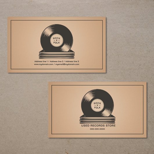 Stapel vinylplaten visitekaartje