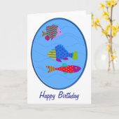 Stapel Vis In Ovaal Verjaardag Kaart (Gele Bloem)