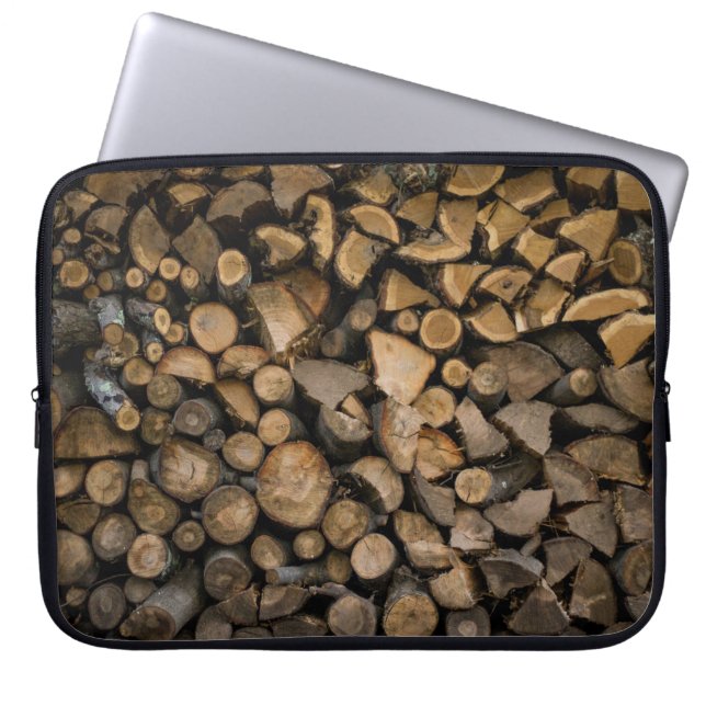 Stapel vuurhout laptop sleeve (Voorkant)