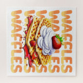 Stapel wafels bedekt met aardbeien legpuzzel (Horizontaal)