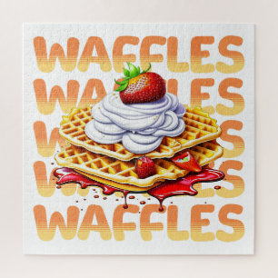 Stapel wafels bedekt met aardbeien legpuzzel