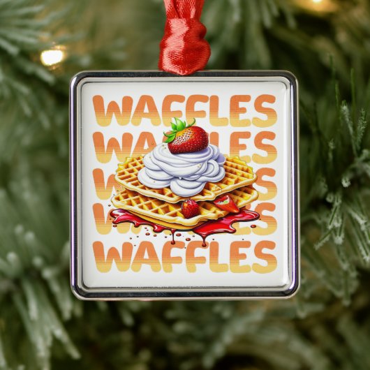 Stapel wafels bedekt met aardbeien metalen ornament (Boom)