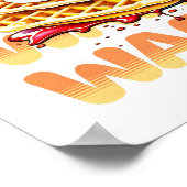 Stapel wafels bedekt met aardbeien poster (Hoek)