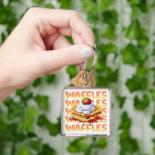 Stapel wafels bedekt met aardbeien sleutelhanger (Hand)