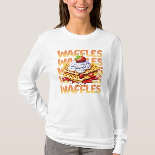 Stapel wafels bedekt met aardbeien t-shirt (Voorkant)