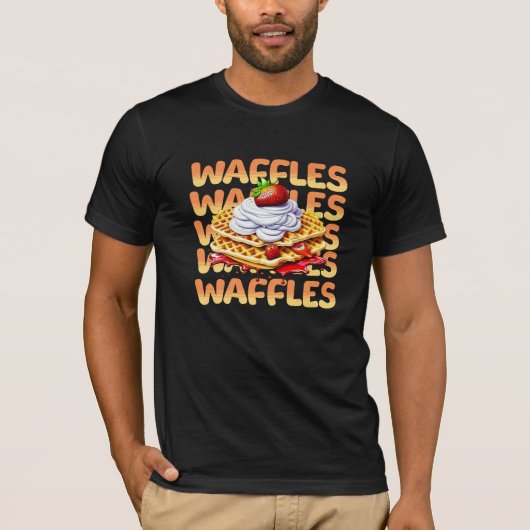 Stapel wafels bedekt met aardbeien t-shirt (Voorkant)